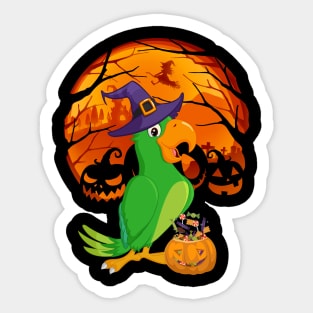 Parrot pumpkin witch Sticker